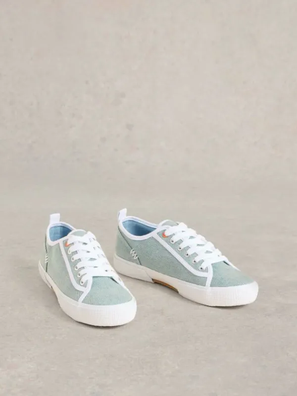 Pippa Canvas Lace Up Trainers in CHAMBRAY BLUE<White Stuff Online