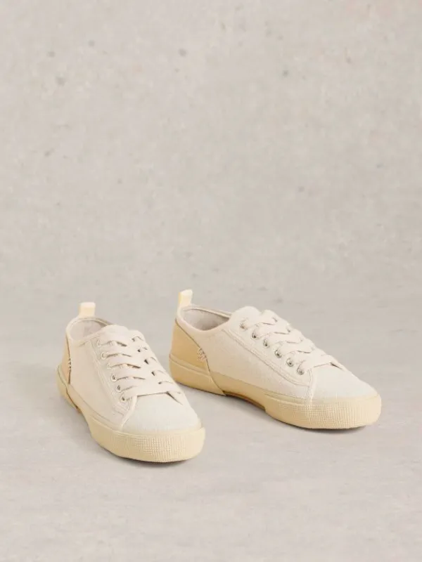 Pippa Canvas Lace Up Trainers in LIGHT NATURAL<White Stuff Fashion