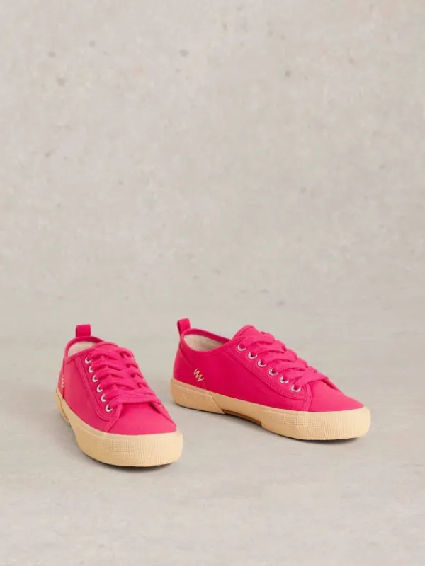 Pippa Canvas Lace Up Trainers in BRIGHT PINK<White Stuff Discount
