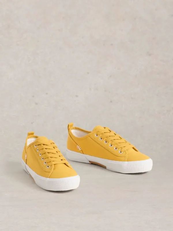 Pippa Canvas Lace Up Trainers in MID YELLOW<White Stuff Discount