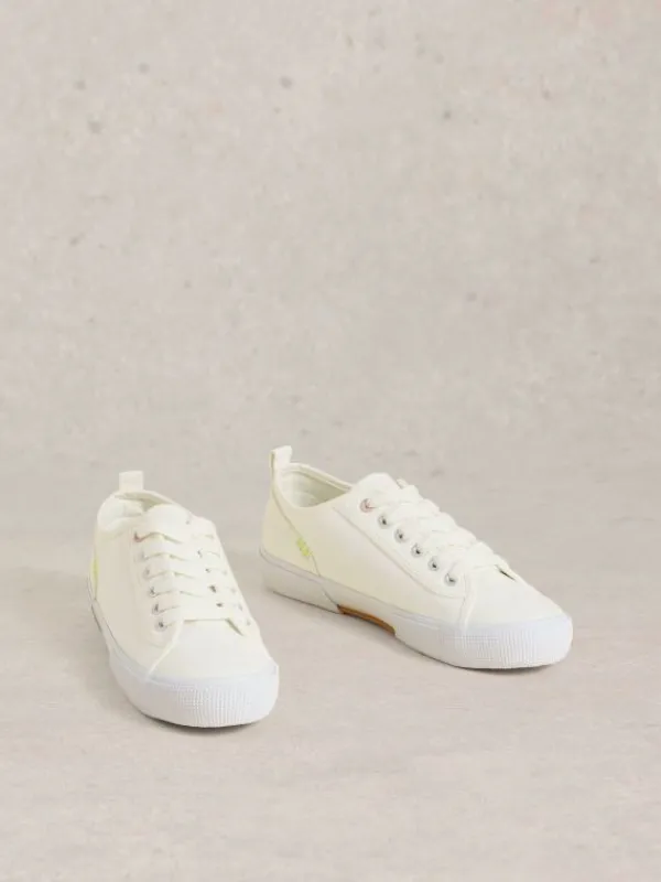 Pippa Canvas Lace Up Trainers in BRILLIANT WHITE<White Stuff Best