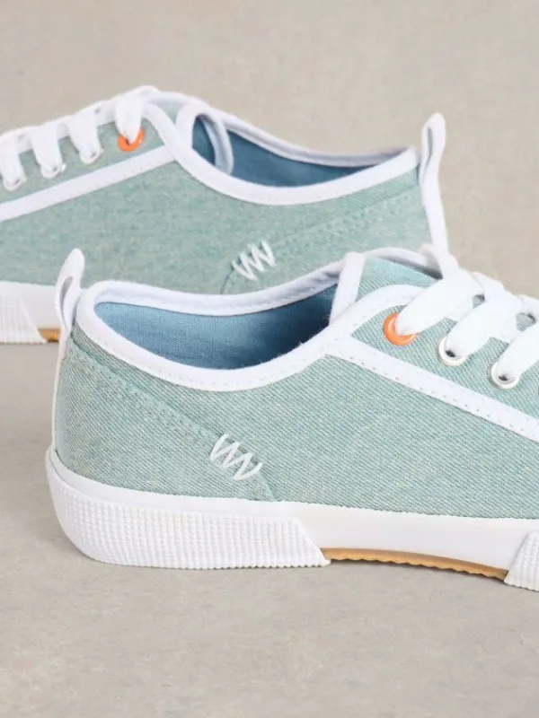 Pippa Canvas Lace Up Trainers in CHAMBRAY BLUE<White Stuff Online
