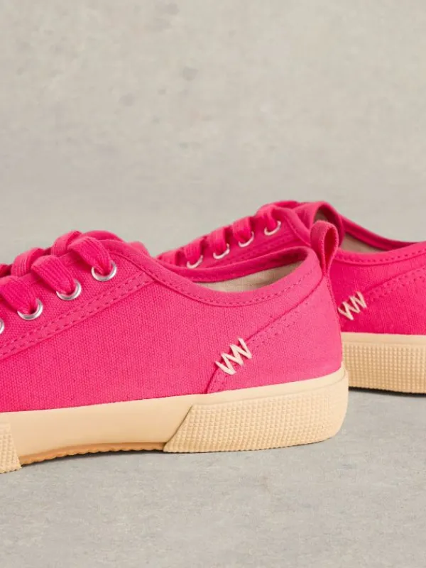 Pippa Canvas Lace Up Trainers in BRIGHT PINK<White Stuff Discount