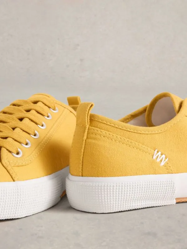 Pippa Canvas Lace Up Trainers in MID YELLOW<White Stuff Discount