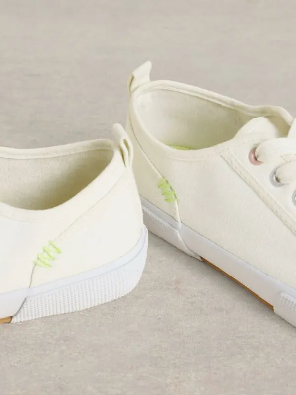 Pippa Canvas Lace Up Trainers in BRILLIANT WHITE<White Stuff Best