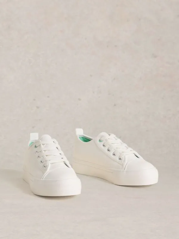 Pippa Flatform Trainer in NATURAL WHITE<White Stuff New