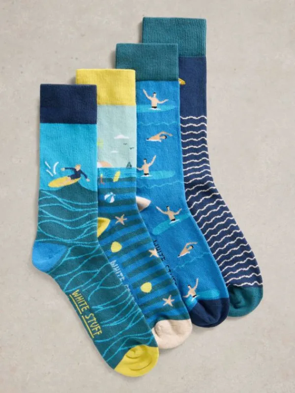4PK Beside the Seaside Socks in BLUE MULTI<White Stuff Hot