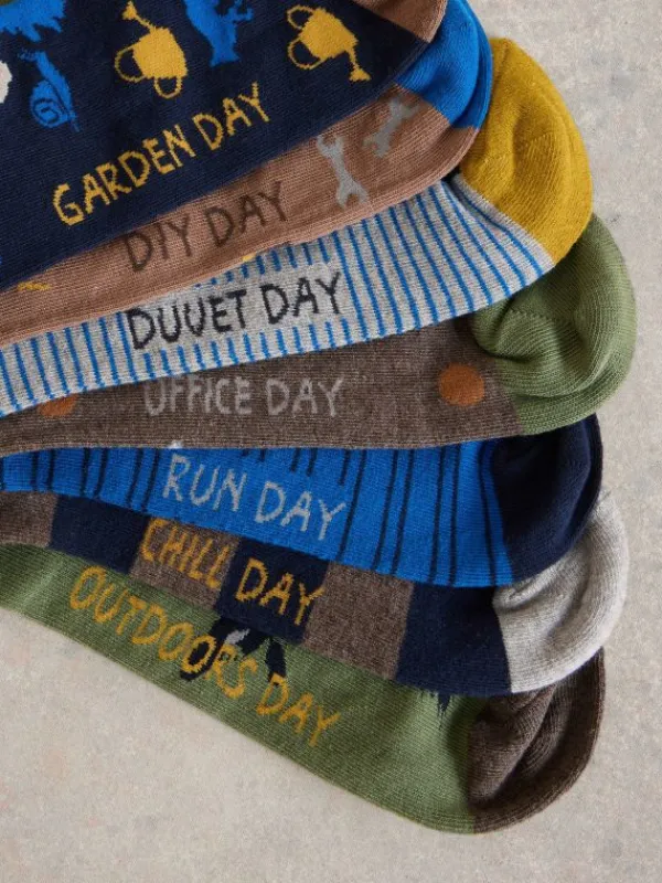 7PK Days of the Week Sock in BLUE MULTI<White Stuff Online