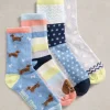 4PK Doggy Ankle Socks in BLUE MULTI<White Stuff Clearance