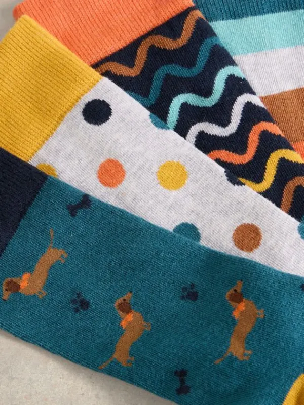 4PK Mans Best Friend Socks in GREEN MULTI<White Stuff Sale
