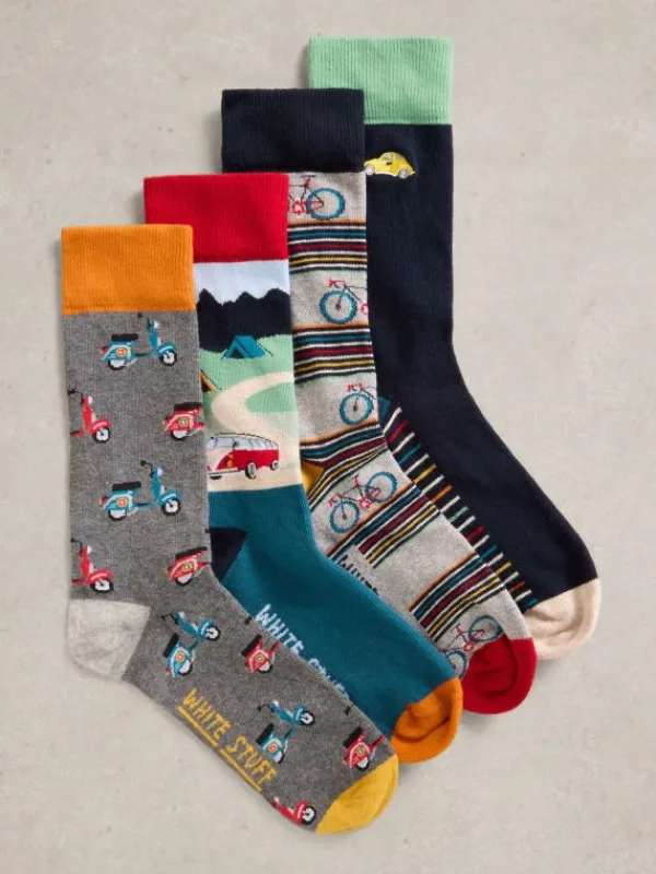 4PK Road Trip Ankle Sock in NAVY MULTI<White Stuff Clearance
