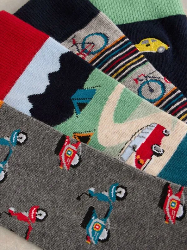4PK Road Trip Ankle Sock in NAVY MULTI<White Stuff Clearance
