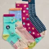 4PK Seaside Ankle Socks in TEAL MULTI<White Stuff Fashion