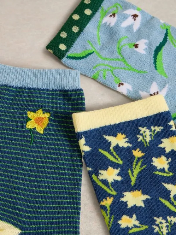 3PK Spring Floral Ankle Socks in BLUE MULTI<White Stuff Hot