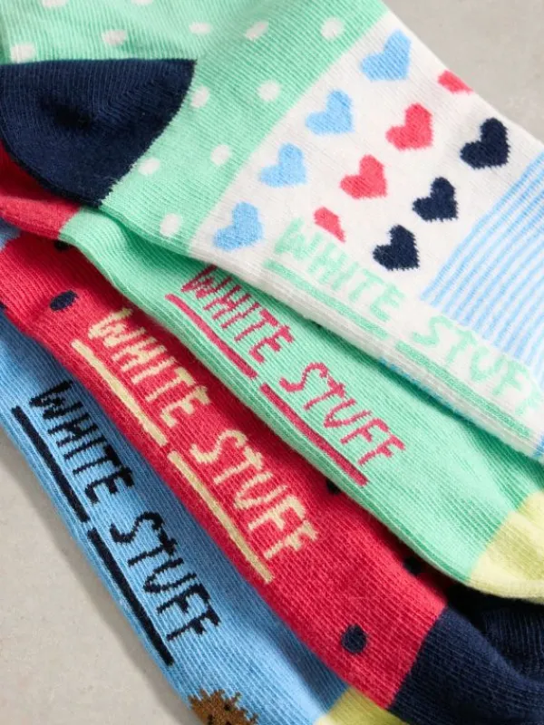 4PK Springtime Ankle Socks in GREEN MULTI<White Stuff Fashion