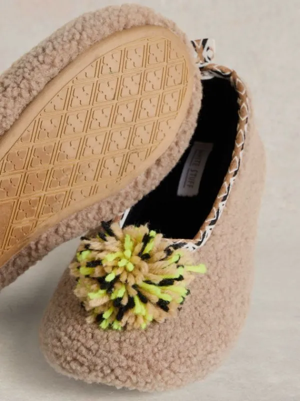 Pom Ballet Slipper in DARK NATURAL<White Stuff Best
