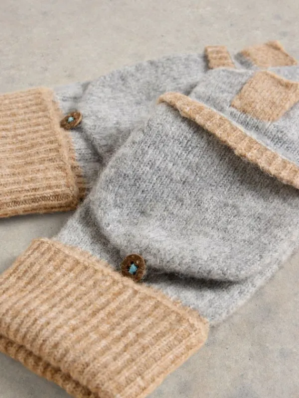 Poppy Knitted Flip Mitt in GREY MULTI<White Stuff Sale