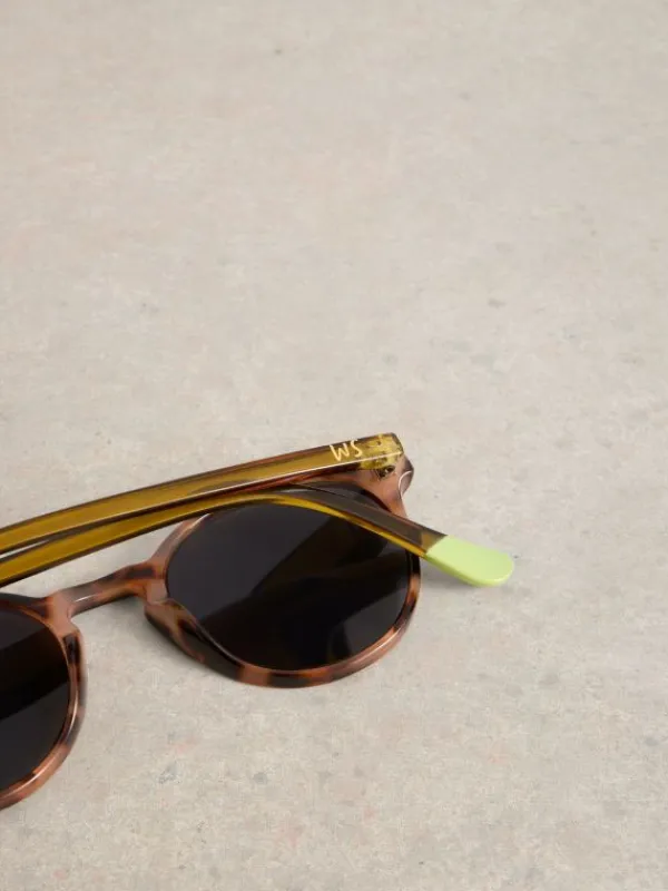 Preppy Round Sunglasses in BROWN MULTI<White Stuff Online