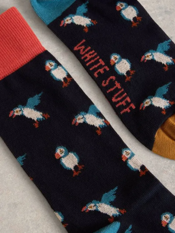 Puffin Ankle Sock in BLACK MULTI<White Stuff Hot