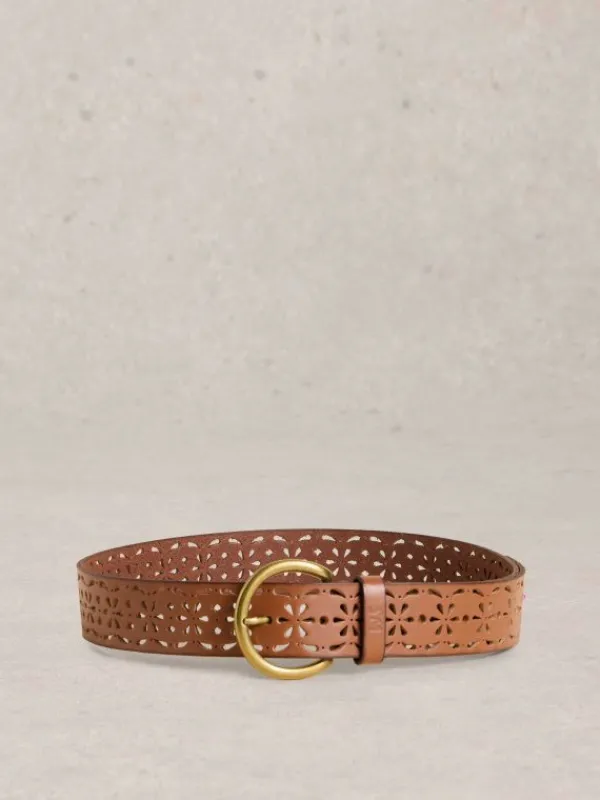 Punch Out Floral Belt in MID TAN<White Stuff Clearance