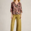 Rae Organic V Neck Cotton Top in PINK PRINT<White Stuff New