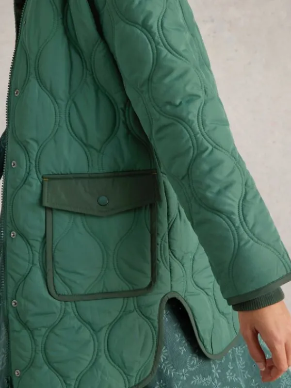 Raya Quilted Coat in DARK GREEN<White Stuff Clearance