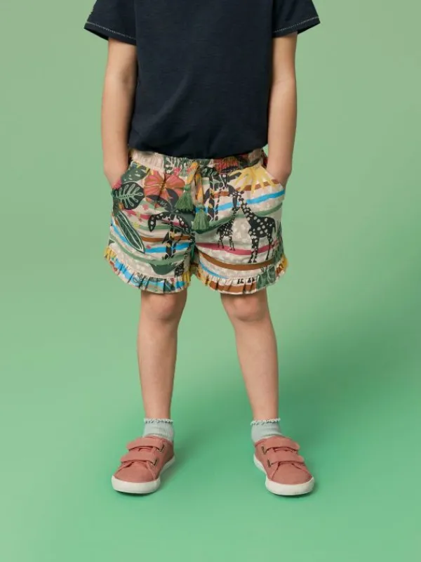 Renee Printed Frill Shorts in NATURAL MULTI<White Stuff Best