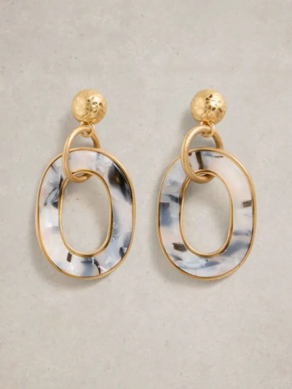 Resin Link Drop Earring in GOLD TONE METALLIC<White Stuff Sale