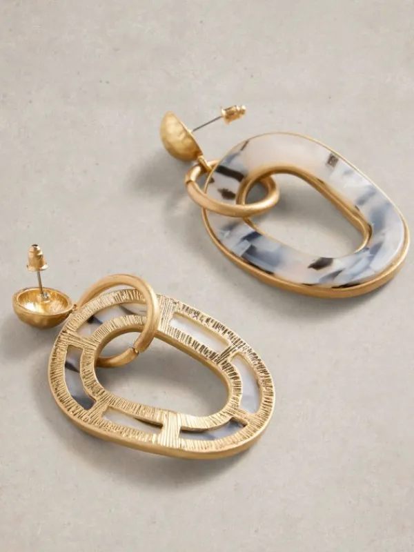 Resin Link Drop Earring in GOLD TONE METALLIC<White Stuff Sale