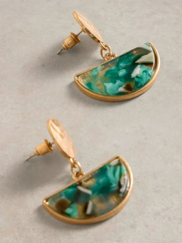 Resin Mosaic Drop Earring in GREEN MULTI<White Stuff Outlet