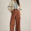 Romy Wide Leg Cropped Trouser in DARK TAN<White Stuff Discount