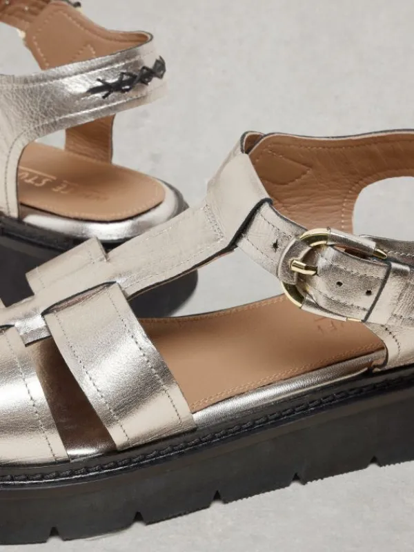Rose Sandal Leather in PEWTER METALLIC<White Stuff Clearance