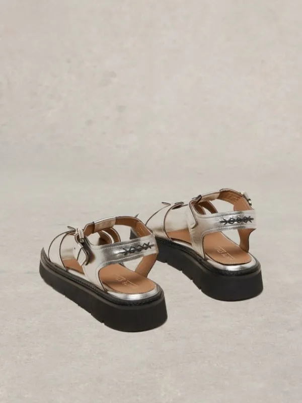 Rose Sandal Leather in PEWTER METALLIC<White Stuff Clearance