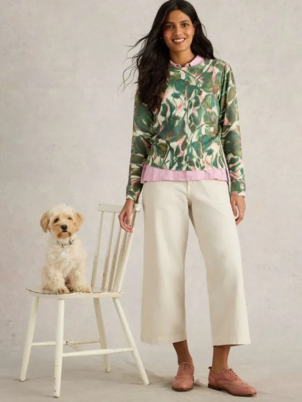 ROSIE JUMPER in GREEN PRINT<White Stuff Best