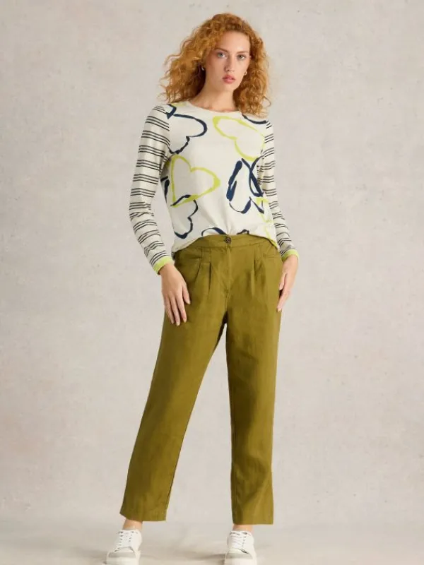 Rowena Linen Trousers in KHAKI GREEN<White Stuff Clearance