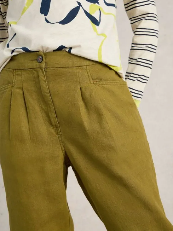 Rowena Linen Trousers in KHAKI GREEN<White Stuff Clearance
