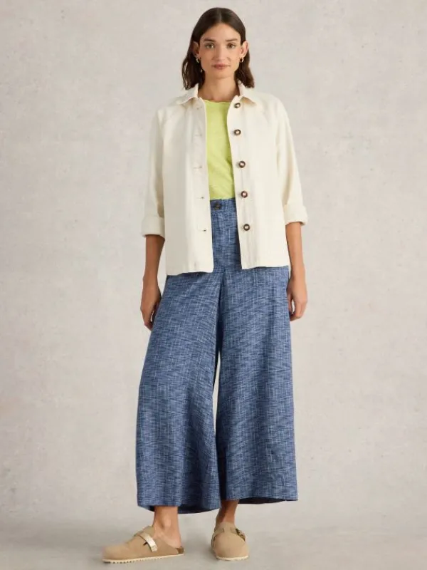 Roxy Linen Blend Culotte in BLUE MULTI<White Stuff Sale