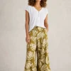 Roxy Linen Blend Culotte in GREEN PRINT<White Stuff Discount