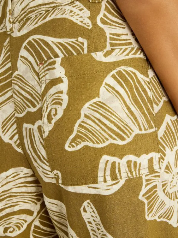 Roxy Linen Blend Culotte in GREEN PRINT<White Stuff Discount