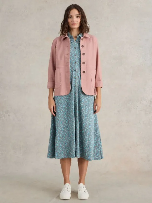 Rua Jersey Shirt Midi Dress in TEAL PRINT<White Stuff Best