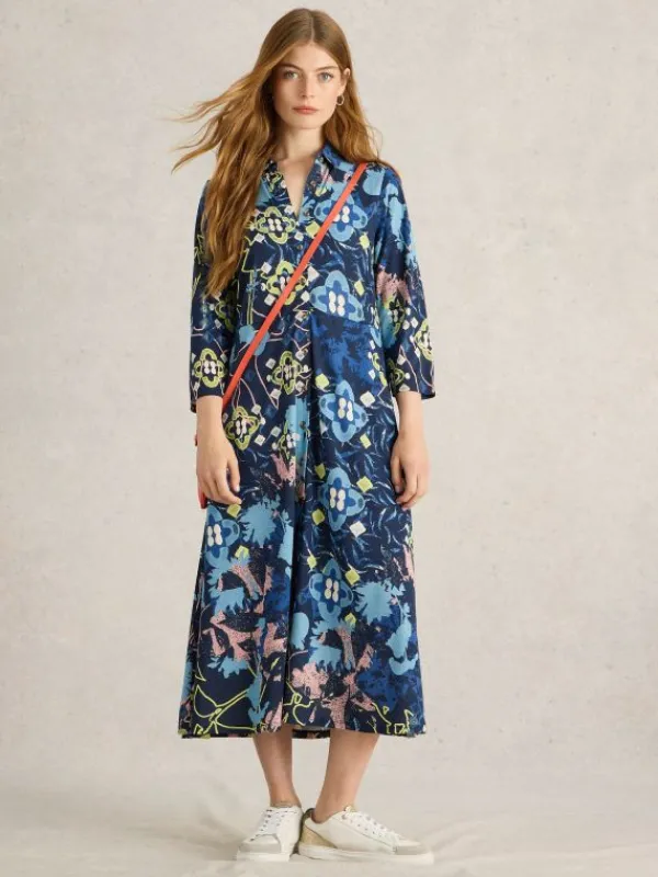 Rua Midi Jersey Dress in BLUE PRINT<White Stuff Sale