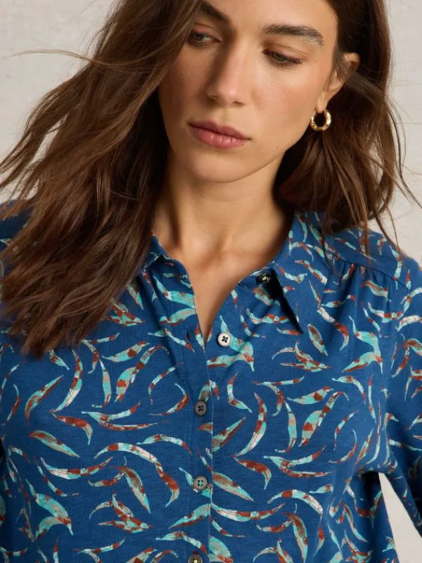 Rylee Jersey Shirt Dress in BLUE PRINT<White Stuff Outlet