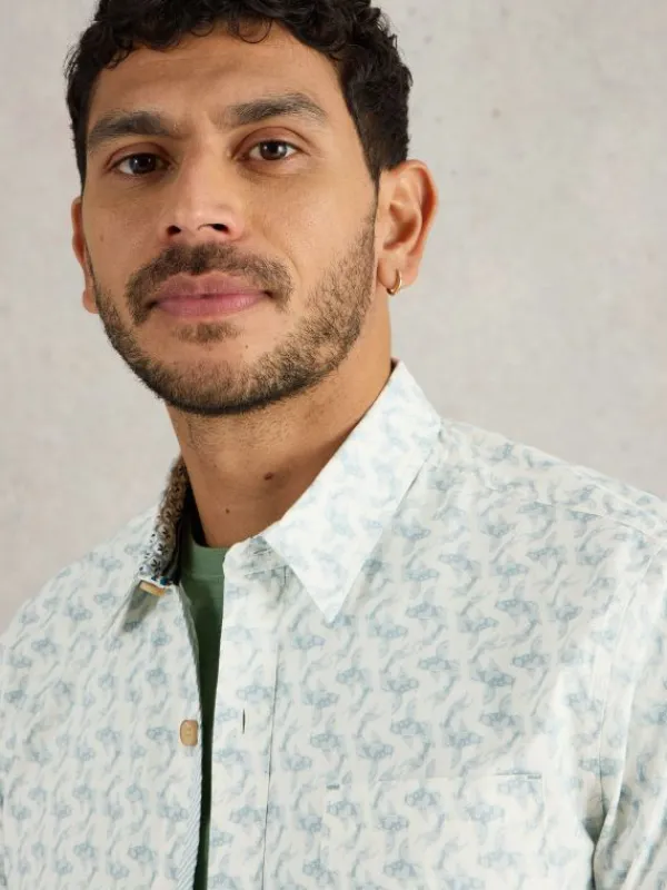 Salcombe Koi Printed Shirt in WHITE PRINT<White Stuff Sale