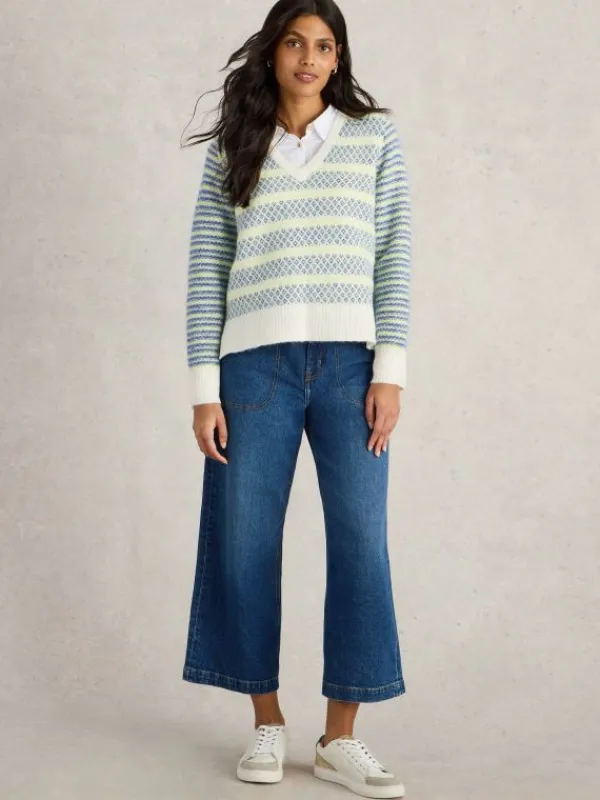 SAMMY STRIPE JUMPER in BLUE MULTI<White Stuff Hot