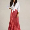 Sara Linen Blend Maxi Skirt in RED MULTI<White Stuff Clearance