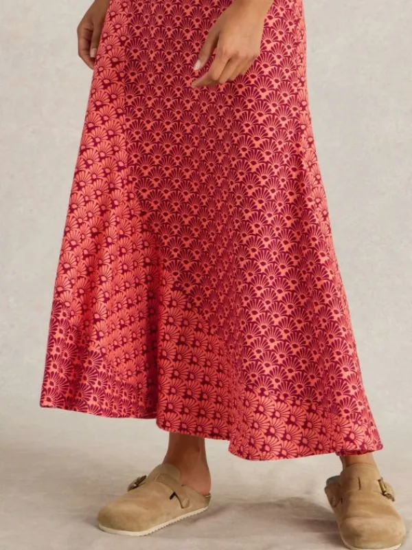 Sara Linen Blend Maxi Skirt in RED MULTI<White Stuff Clearance