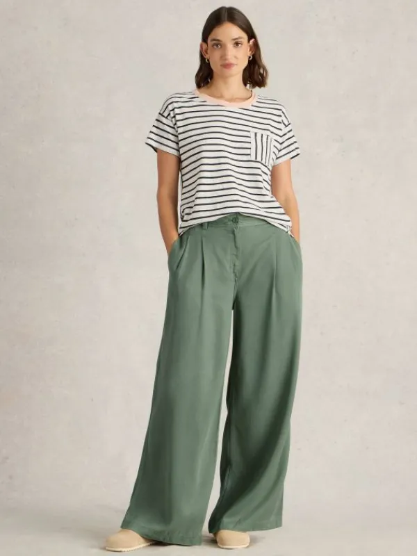 Sasha Wide Leg Trouser in DUSTY GREEN<White Stuff Online