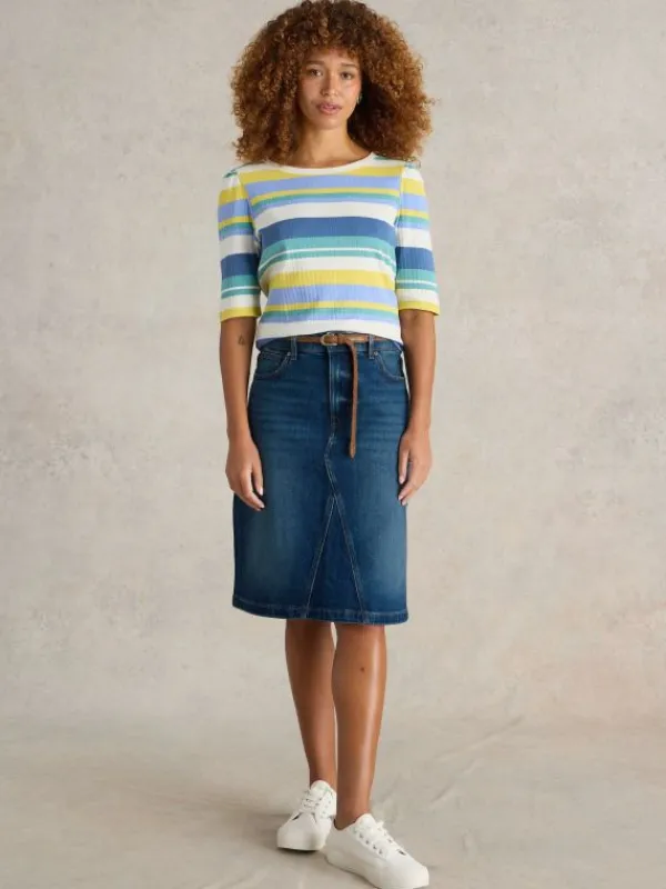 Scarlett Denim Skirt in MID DENIM<White Stuff Outlet
