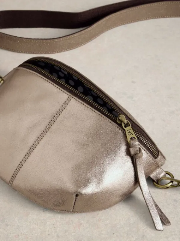 Sebby Leather Sling Mini Bag in GOLD TONE METALLIC<White Stuff Sale