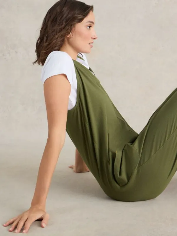 Selina Jersey V Neck Jumpsuit in KHAKI GREEN<White Stuff Best